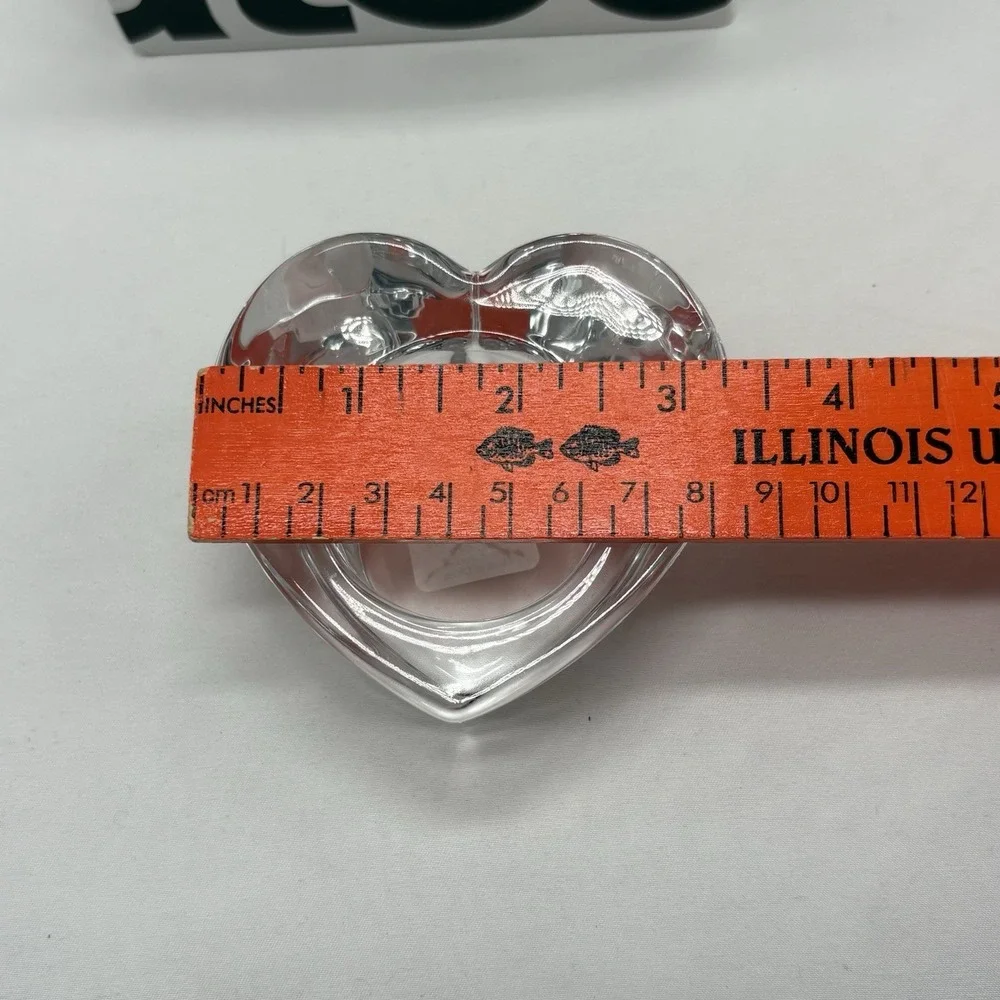 Crate and Barrel Candle Holder Heart Shaped Solid Glass Tea Light Votive Candles
